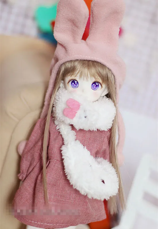 Милый розовый костюм с кроликом (4 шт.) для куклы BJD 1/6 YOSD 1/4 кукольная одежда CW16|doll