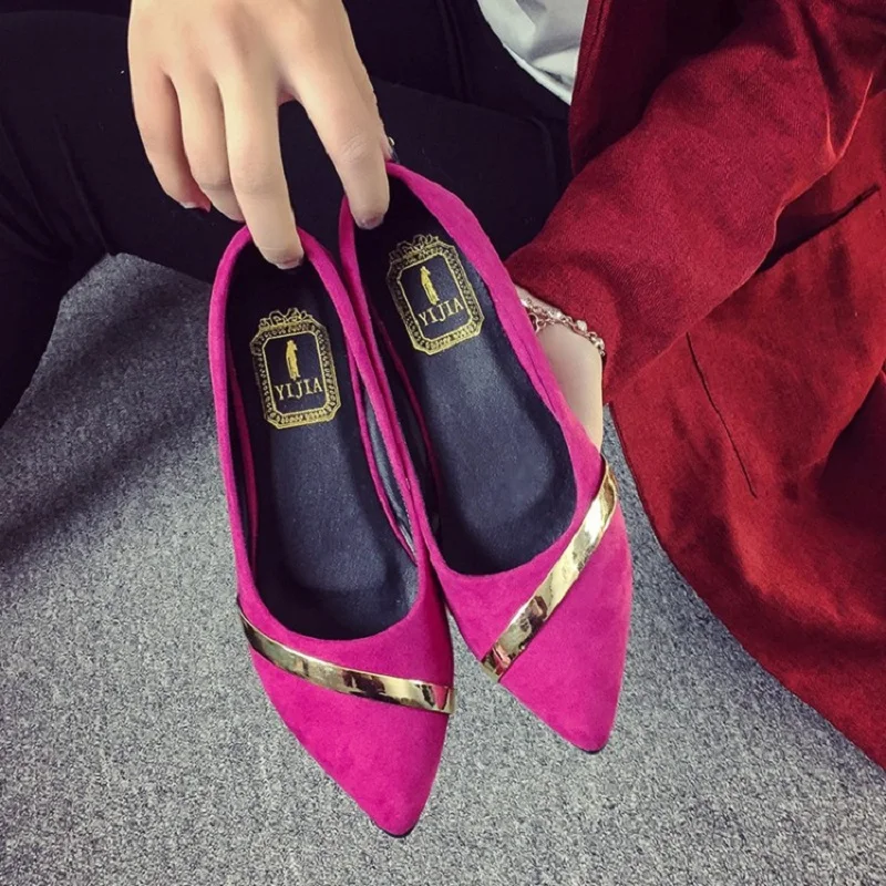 Весна и осень Новый заостренный плоские туфли дикий мелкой рот работать с на