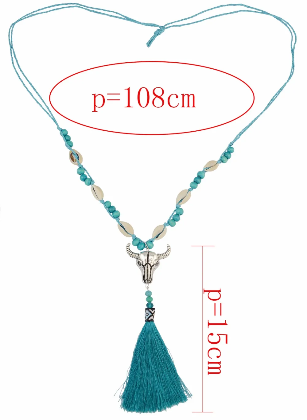 Bohemian Handmade Rope Chain Wooden Beaded Shell Cattle Pendant Necklace Tassel Long Necklaces For Women Fashion Jewelry | Украшения и