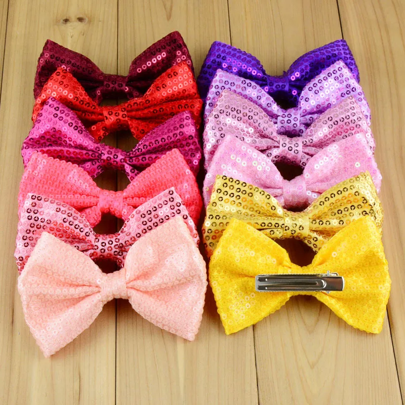 

24 pcs/lot , Sequin Bow Hair Clip Sparkly Bow Hair Clip