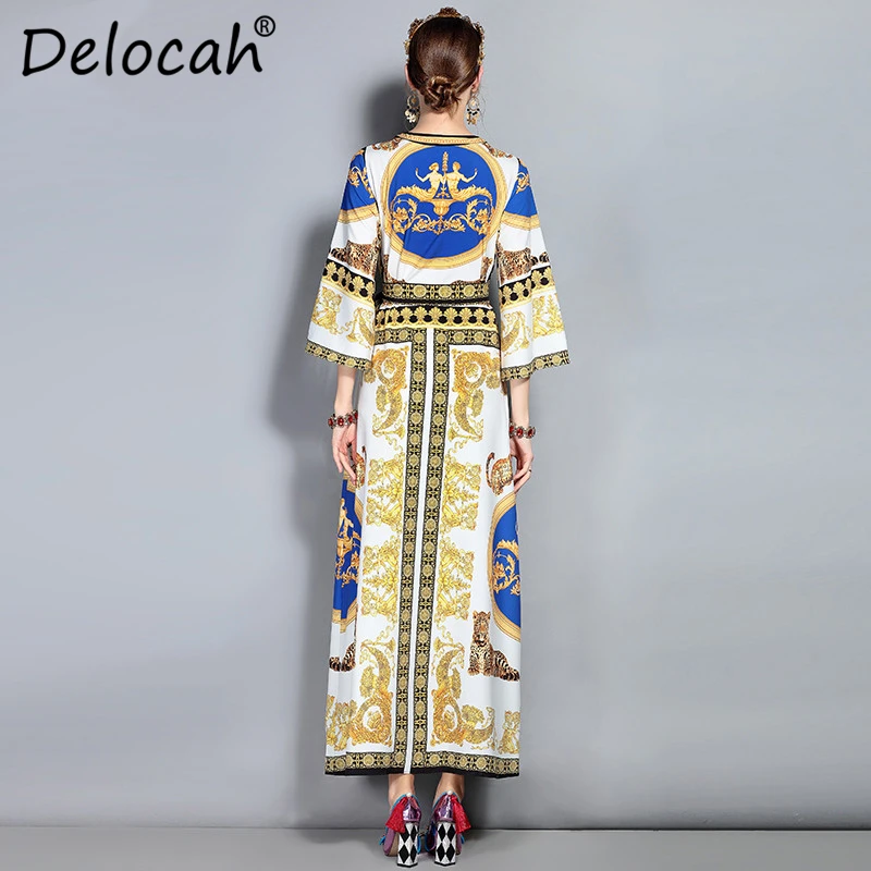 Delocah модное дизайнерское Макси платье 3XL большие размеры женское с расклешенными