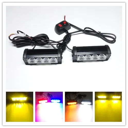 2 комплекта 4 светодиодный 8 Вт Мощный стробоскоп светильник пожарный мигающий