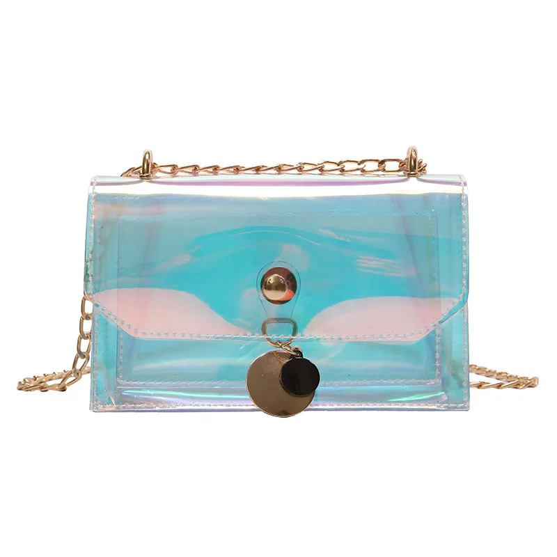 2018 лето новый прозрачный цепи мешок женский сумка дикий лазерной небольшой