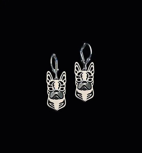 

Boston Terrier Earring golden color plated mini dog Earing jewelry