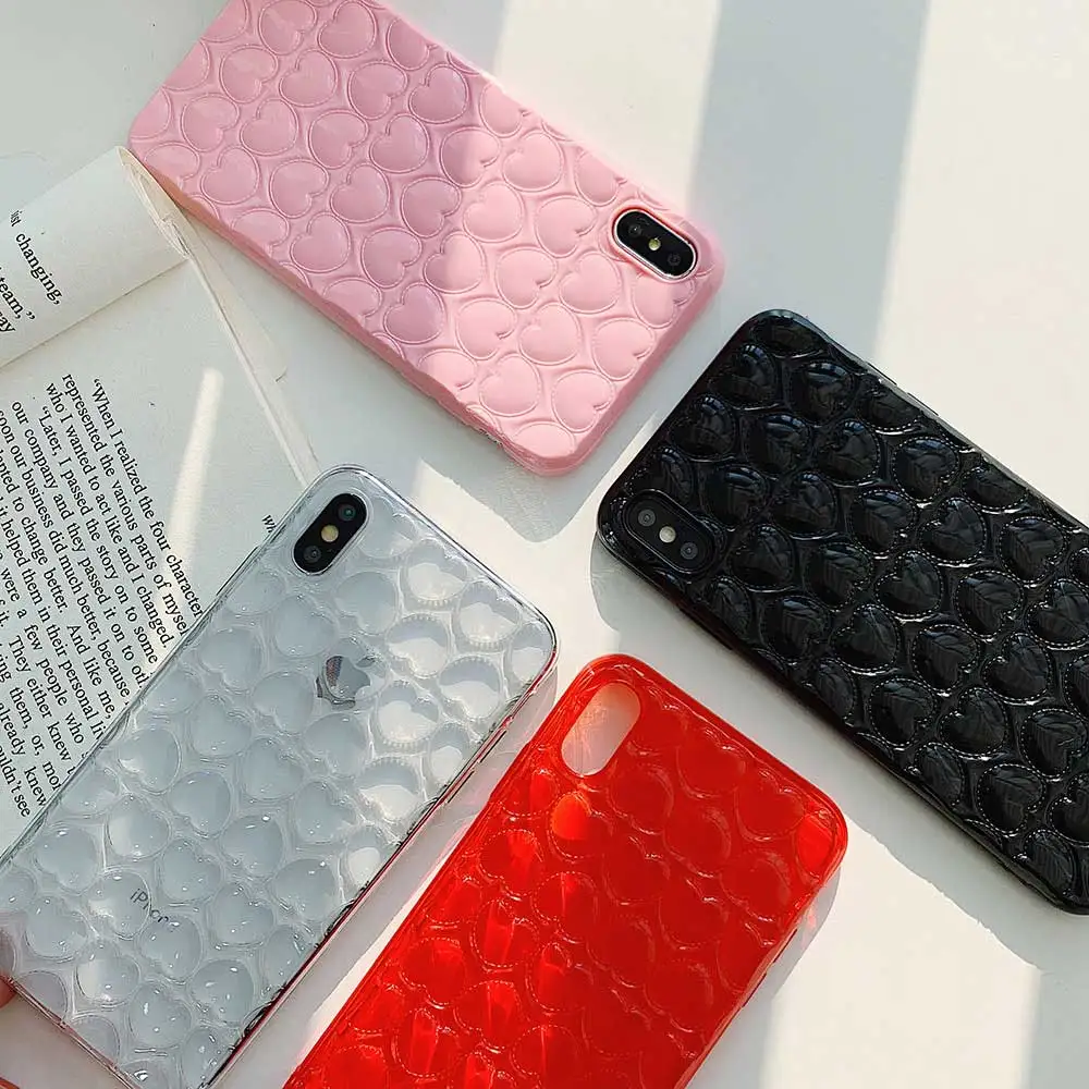 Чехол для телефона в форме сердца Boucho 3D iphone XR X XS 6 6S 7 8 Plus MAX модная яркая задняя