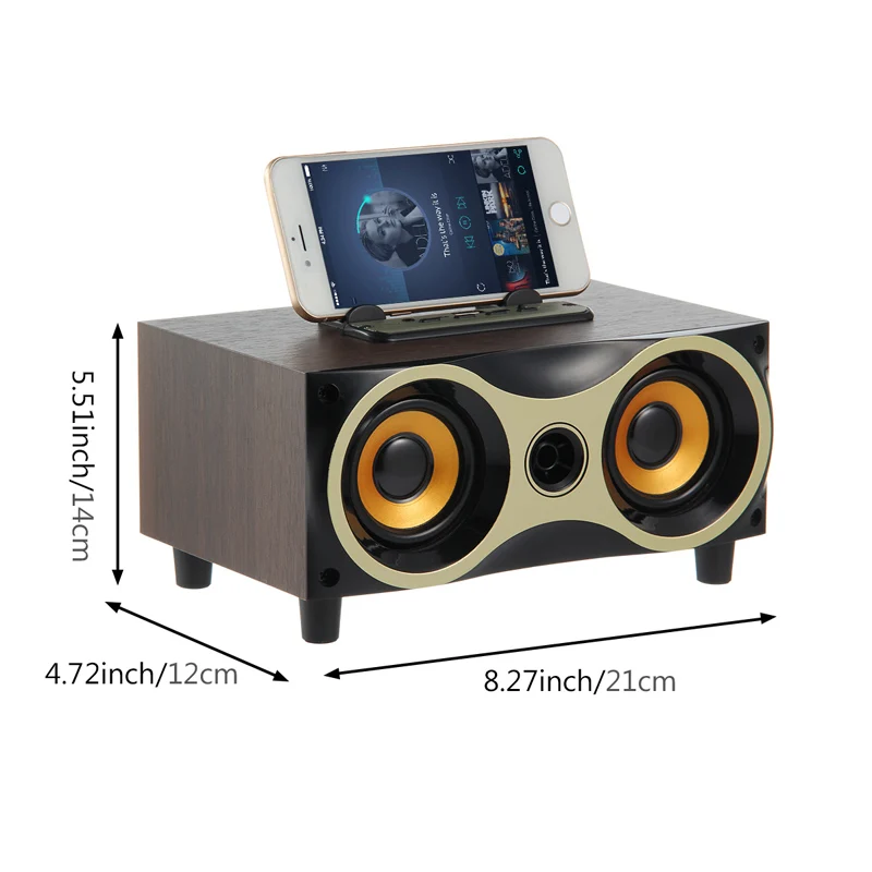 Портативный деревянный беспроводной динамик сабвуфер стерео Bluetooth s радио FM