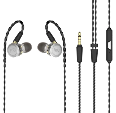 silvery with mic NFJ N300 PRO 3 привод в ухо наушник съемный отсоединения MMCX кабель DJ HIFI монитор с микрофоном наушники тяжелый бас - Цвет: silvery with mic