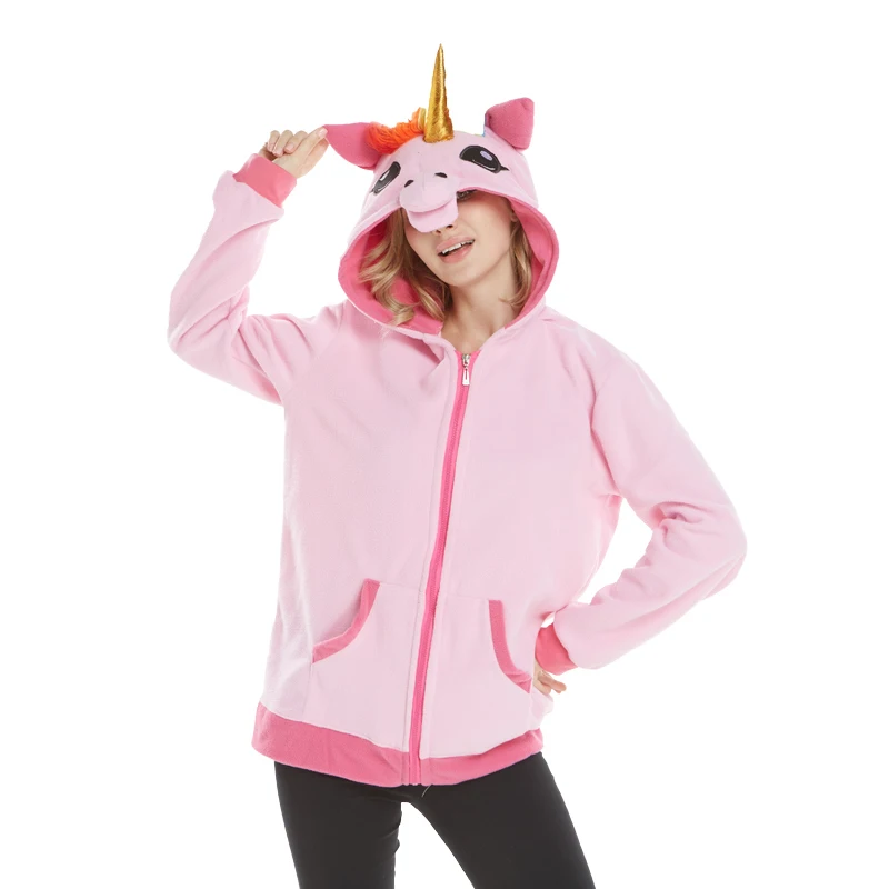 2018 Новый Золотой Рог розовый голубой Единорог Толстовка Аниме Костюм для