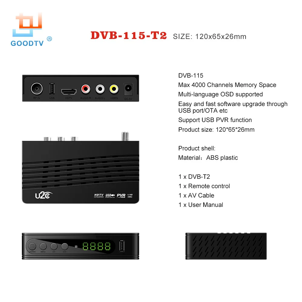 DVB-T2 приемник-тюнер спутниковый декодер HDMI HD 1080PTV ТВ-тюнер DVB T2 USB2.0 встроенный