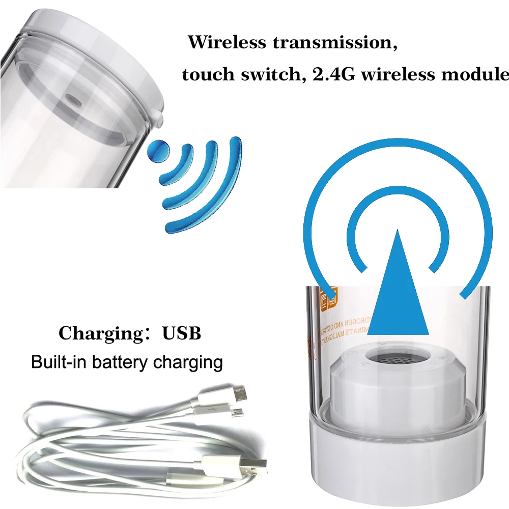 Антиокислительный генератор водорода бутылка перезаряжаемая 600 мл PEM электролиз
