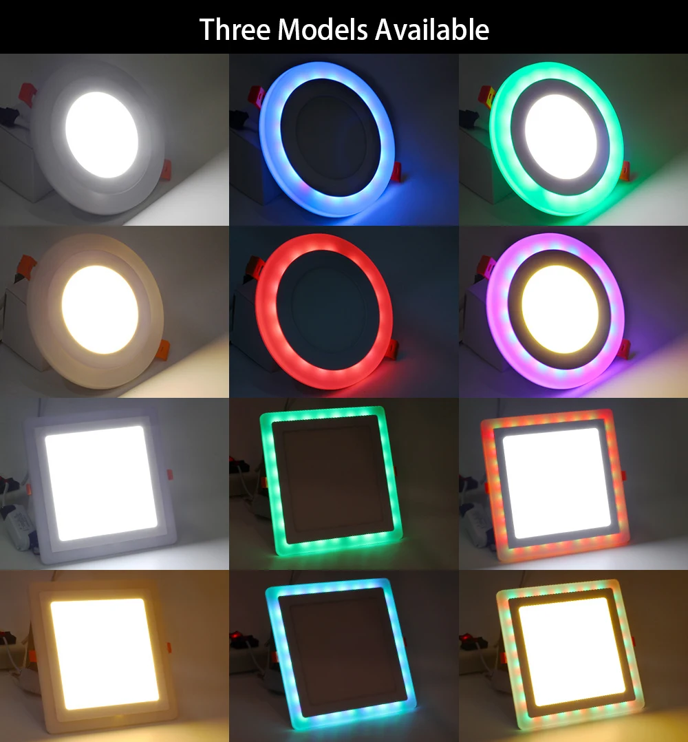 Холодный/теплый белый RGB Светодиодная панель вниз свет круглый/квадратный 6 Вт/9 Вт/16 Вт/24 Вт встраиваемый дистанционный светодиодный потолочный светильник панели AC110V-240V
