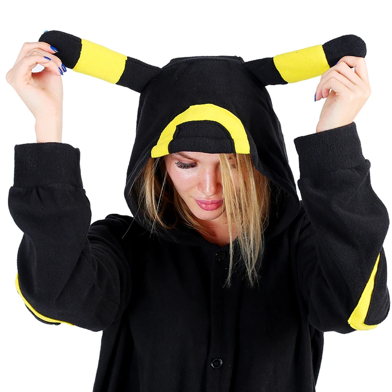 Женские пижамы Женская флисовая Пижама Umbreon Покемон мультяшная зима кигуруми