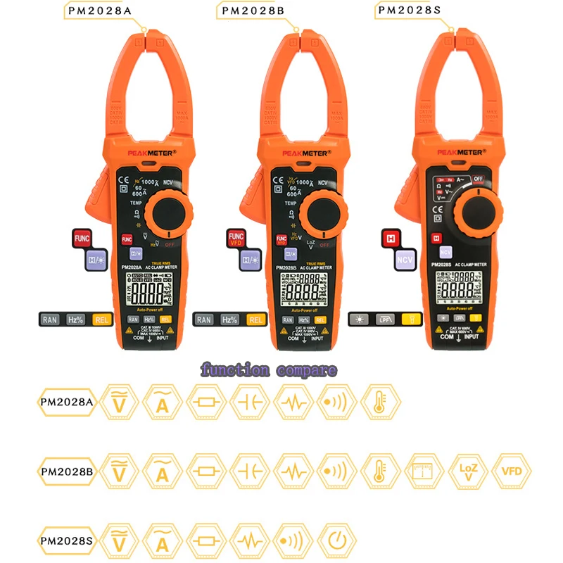 PEAKMETER PM2028A/B/S 6000 отсчетов зажим мультиметр Ture RMS AC1000A цифровой измеритель напряжения тока мультиметр измерительный инструмент 600 в