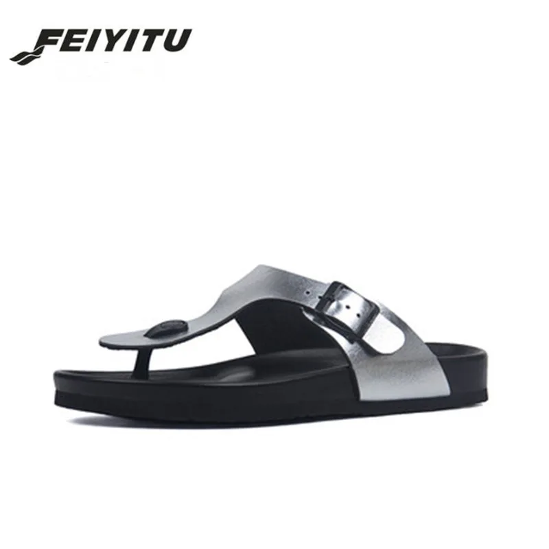 Женские шлепанцы с двойной пряжкой FeiYiTu размера плюс 35 45|Вьетнамки| |