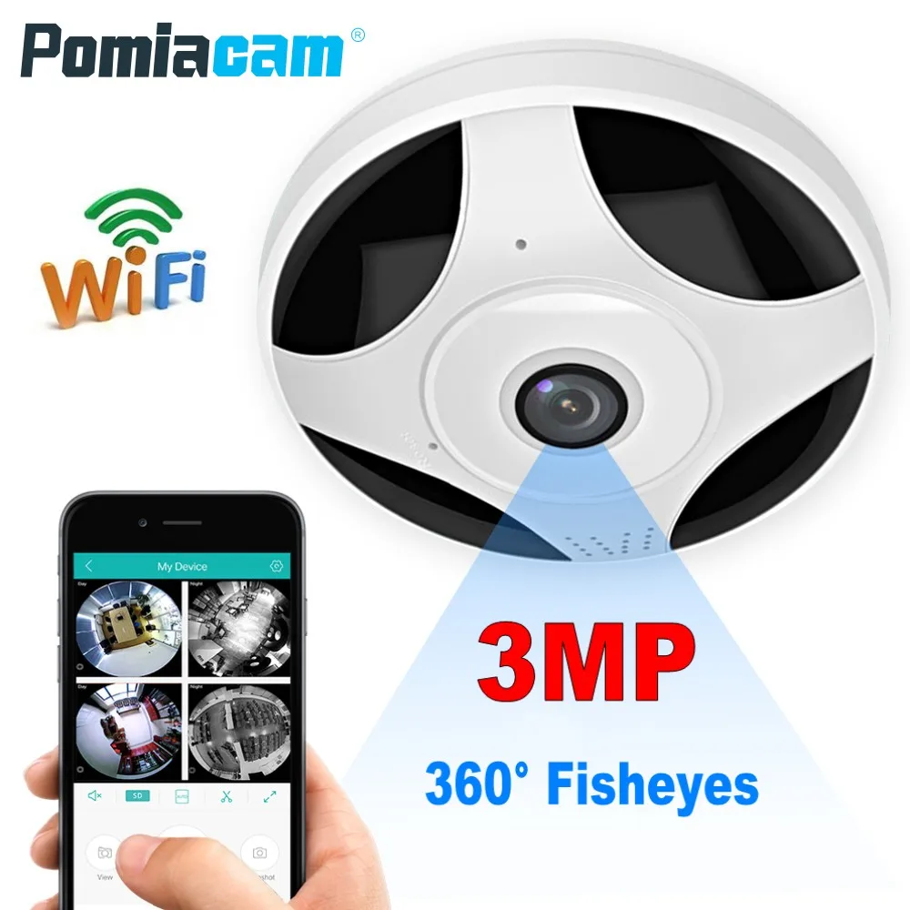 3MP 3D VR CCTV WIFI IP камера 360 градусов Fisheye панорамная мини ночного видения беспроводная