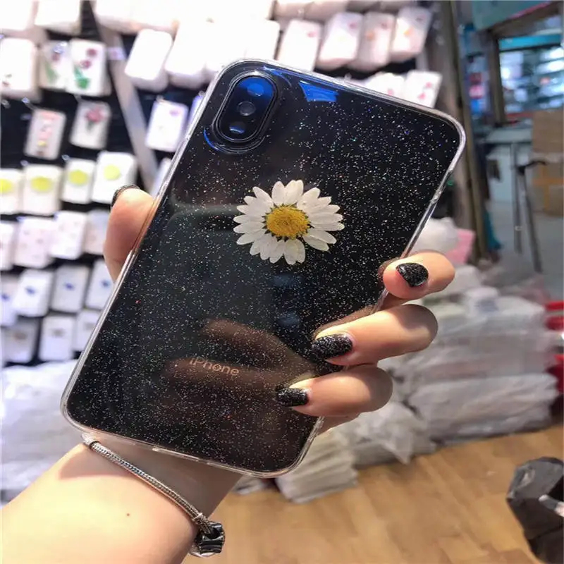 Flash Epoxy New Products For Iphone 66S 6P 78 78plus Xxs Xr Xsmax Dry Flower Transparent Fashion Drop Protection Cover |