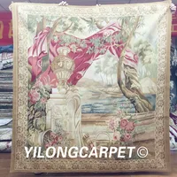 Yilong 5.2'x5.5' flat weave style european handmade gobelin wool aubusson tapestry (Au28-5.2x5.5)