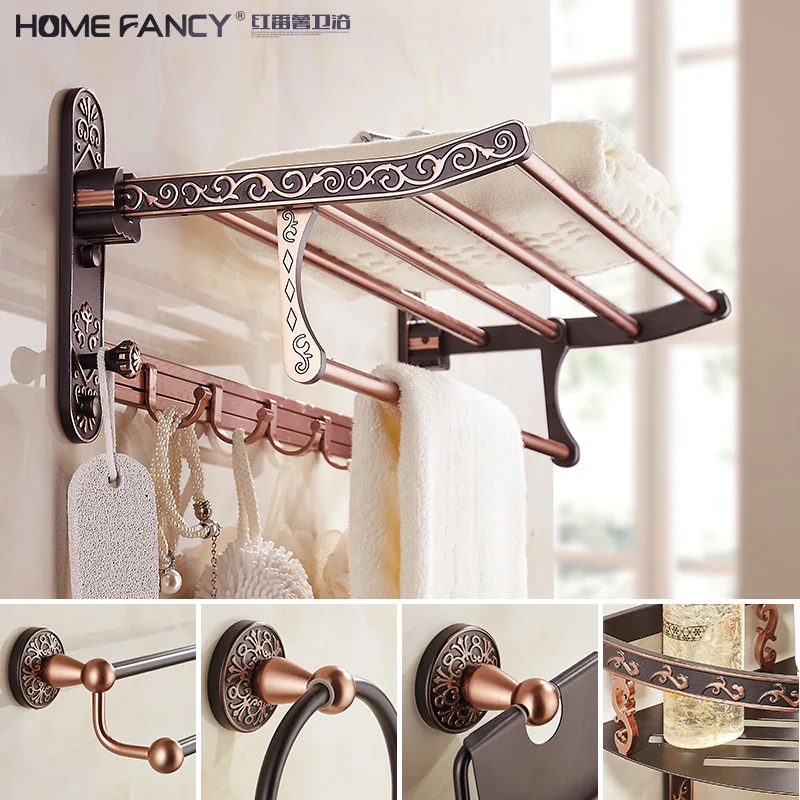 Antiques Black Aluminum Bath Hardware Hanger Set Package Towel Rack Bar Paper Holder Shelf Hook Brush Bathroom Accessories Sj1 |
