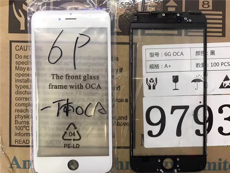 Холодное прессование внешнее стекло со средней рамкой ободок + OCA вместе для iPhone