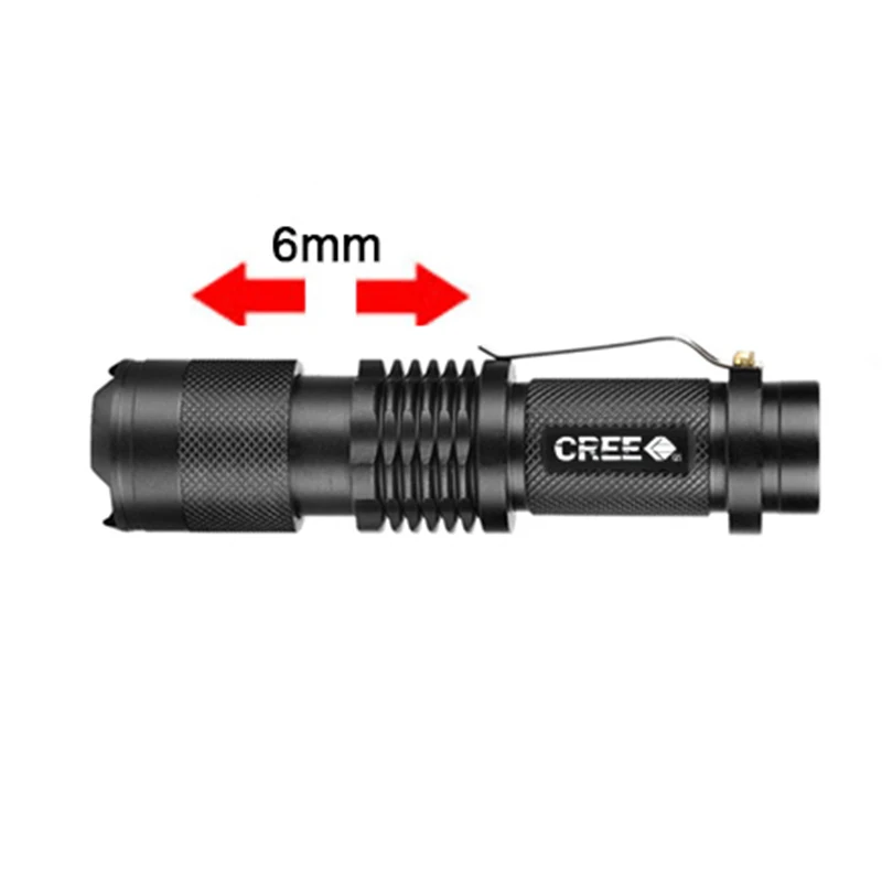 Мощный 3 режима SK68 CREE Q5 светодиодный фонарик Zoom Тактический уличный фонарь lanterna