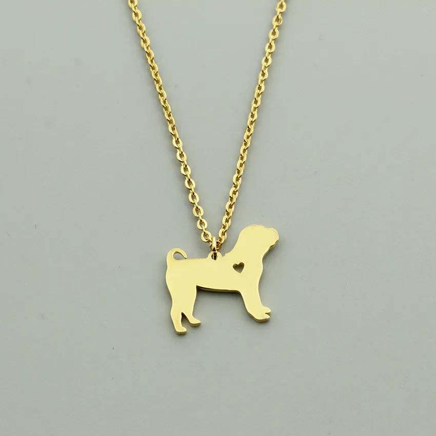Stainless Steel Bijoux Pitbull Pendant Necklace Women Men Jewelry Gold Color Ketting Shar Pei Dog Best Friend Gifts|Ожерелья с