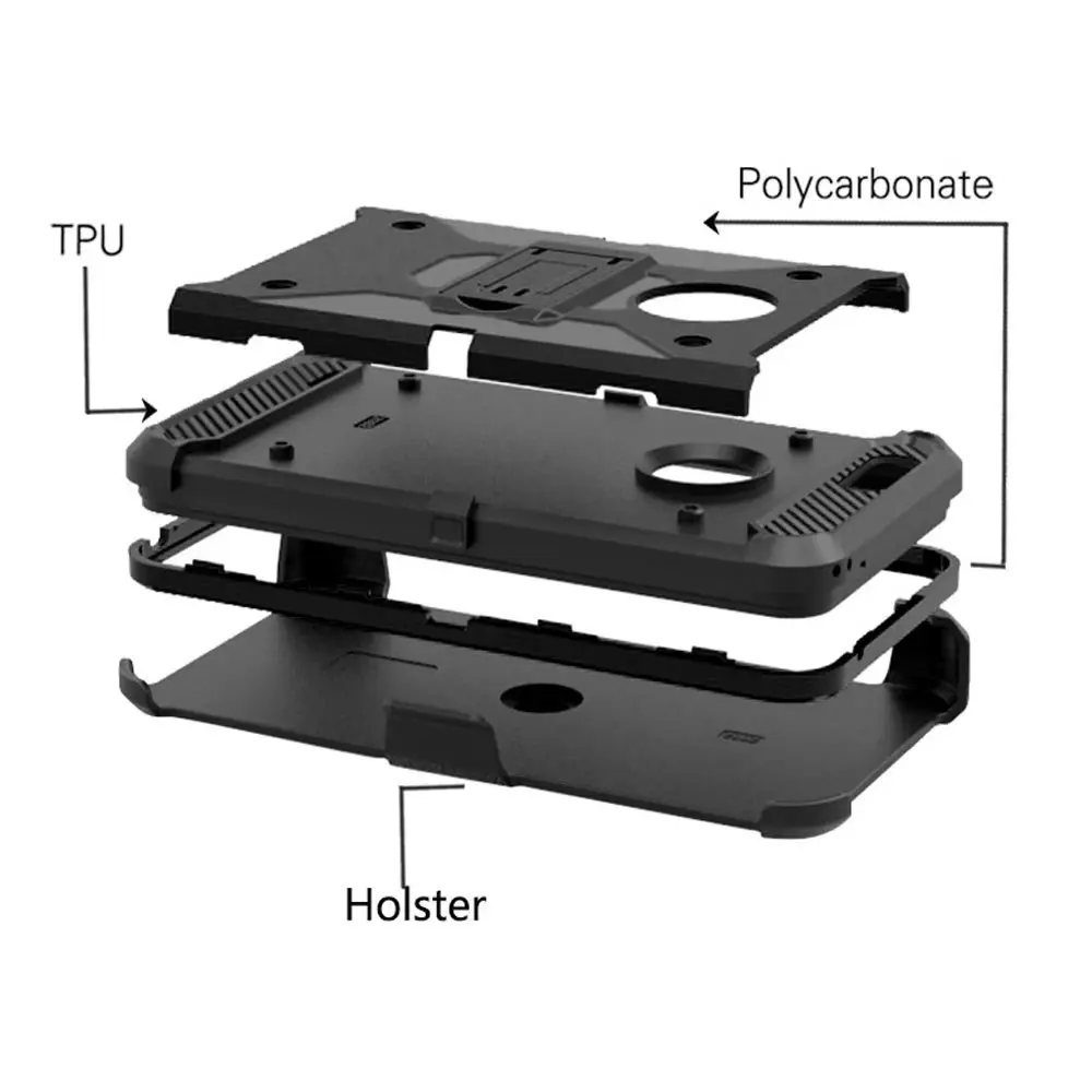 Гибридный прочный Чехол 3 в 1 из ТПУ с подставкой и зажимом для ремня защитный