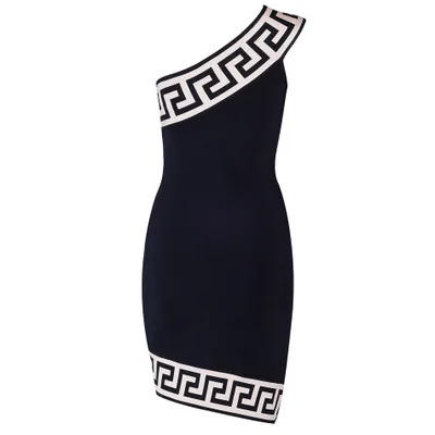 2018 черный Бандажное платье Женская мода на одно плечо Твердые Bodycon пикантные