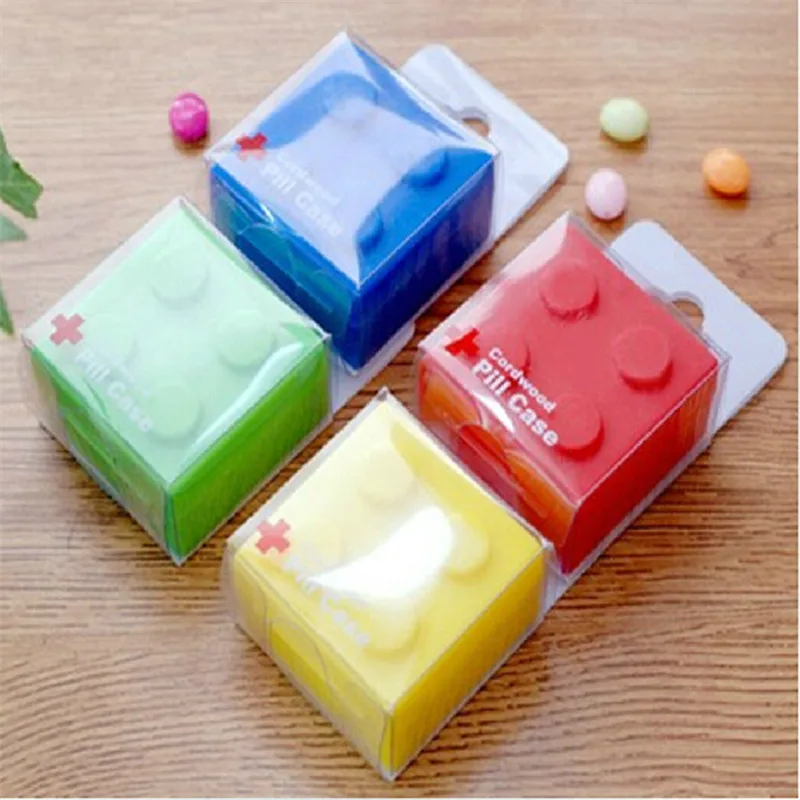 4 шт./лот цветные кирпичи мини Чехол для таблеток контейнер смешанные конфеты
