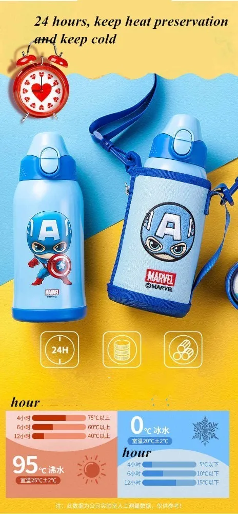 Новинка 2019 термос с тремя крышками Disney для детей 600 мл Набор чашек чашкой