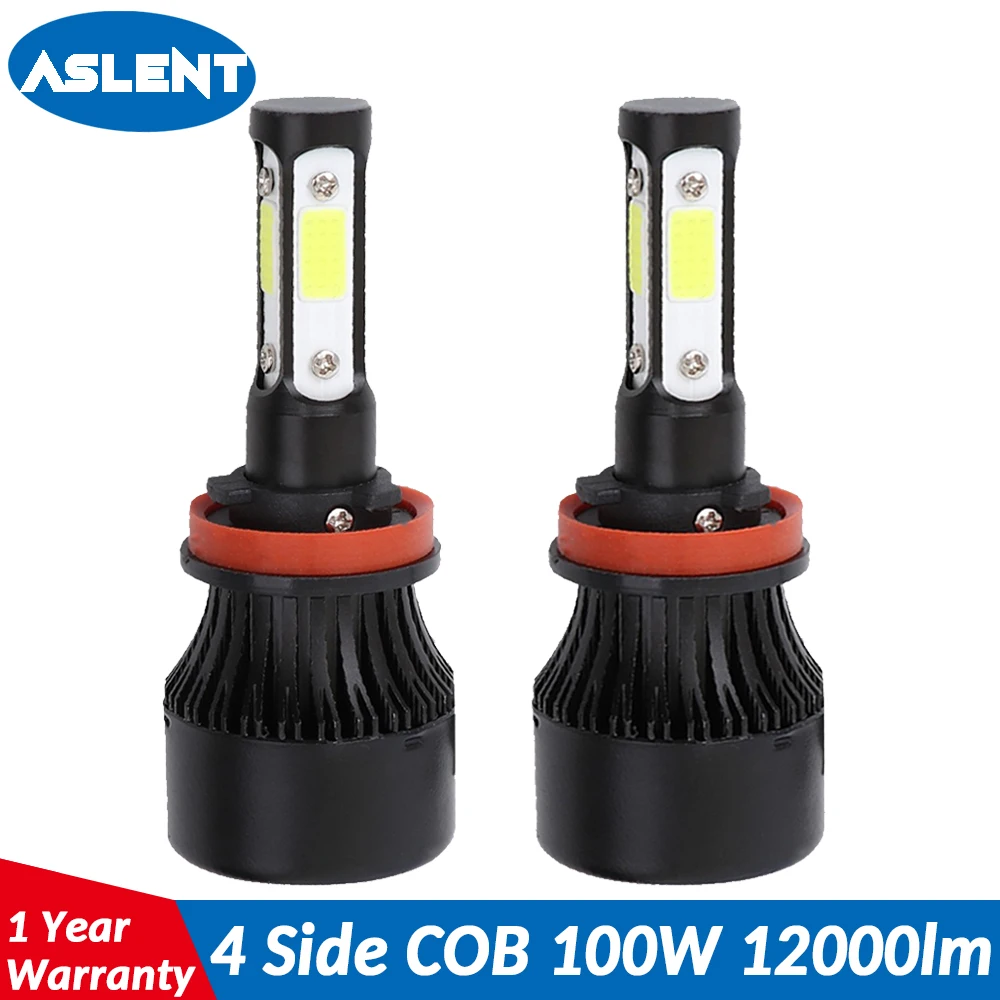 

ASLENT 4 Side Lumens COB 100W 12000lm LED Bulb H4 H7 H11 H13 HB3 9005 HB4 9006 9004 9007 Car Headlight Auto Headlamp Light 12v