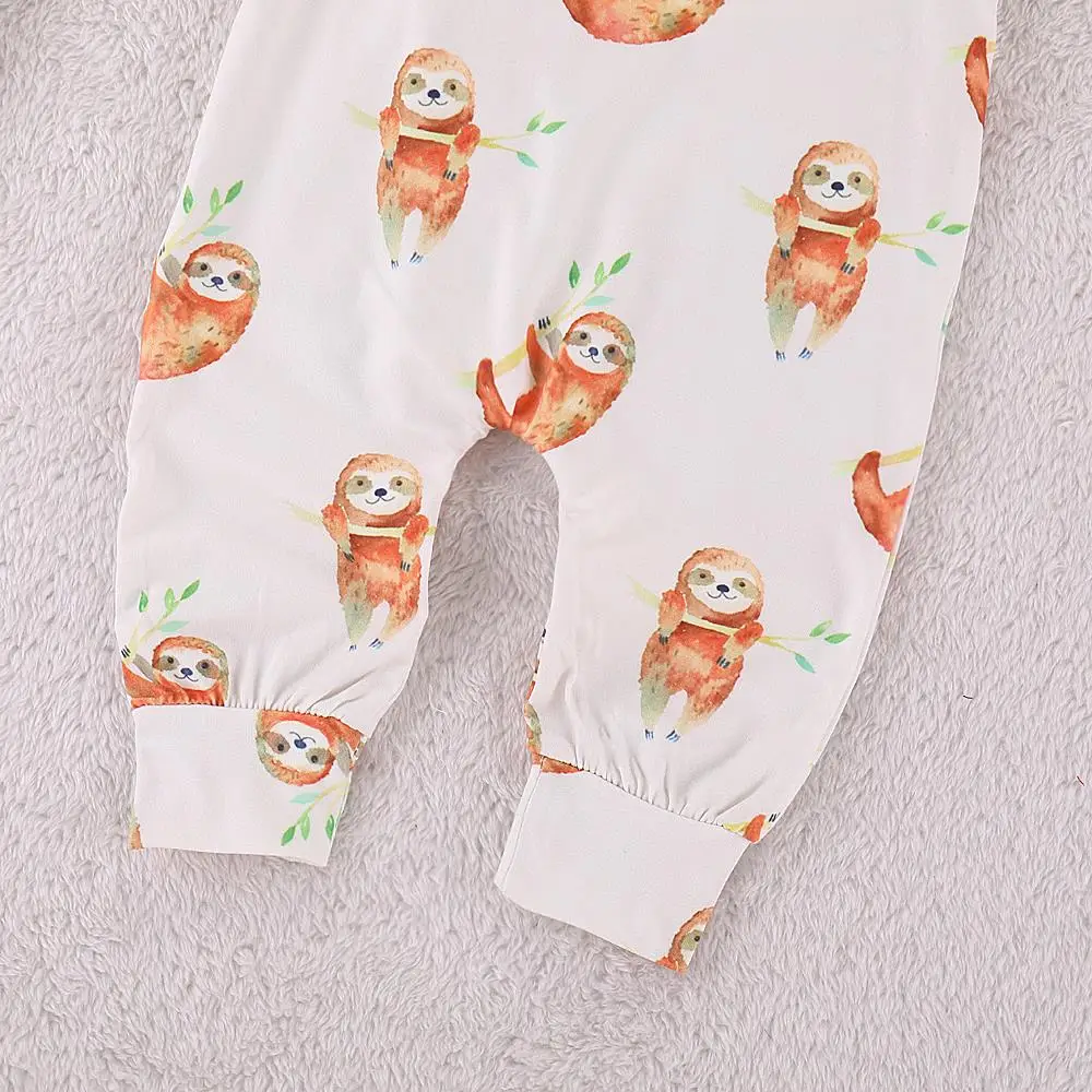 Комбинезоны для новорожденных мальчиков с принтом из мультфильма Ленивец 2018