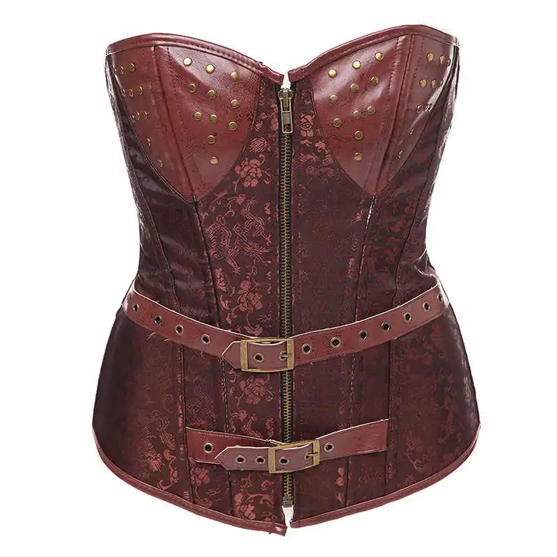Большой размер 6XL женский тугой корсет на шнуровке с молнией талии Cincher Rock Steampunk