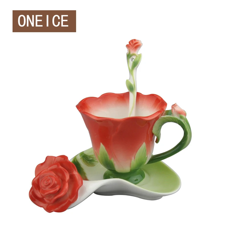 3D эмаль керамическая кофейная чашка блюдце набор Европейский стиль Костяной