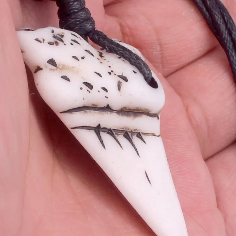 adjustable rope chains handmade resin shark teeth necklaces for women men traveling ethnic necklace fj825 | Украшения и