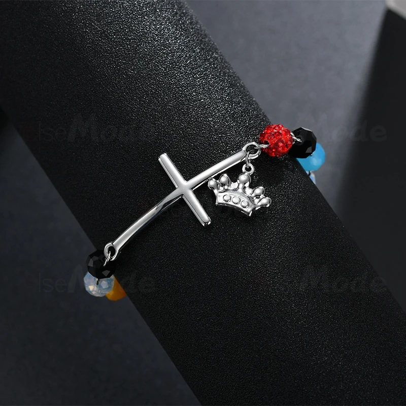 Браслеты ELSEMODE с этнической короной и крестом христианские браслеты-цепочки