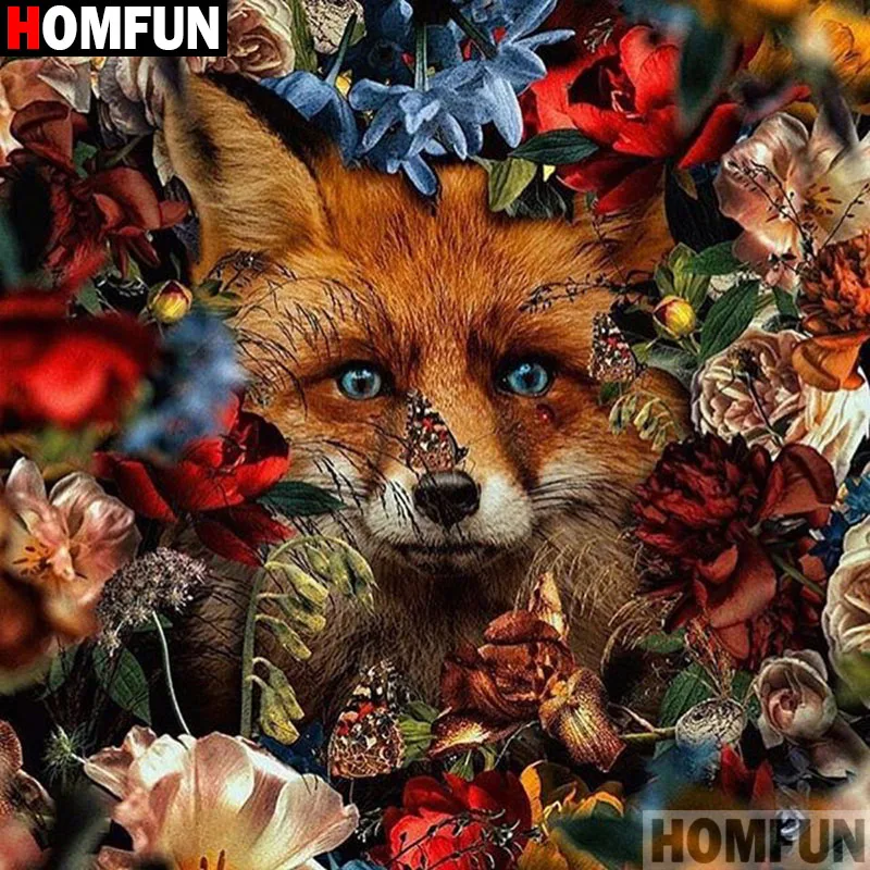 Алмазная живопись HOMFUN A16492 цветок лиса вышивка крестиком из квадратных/круглых