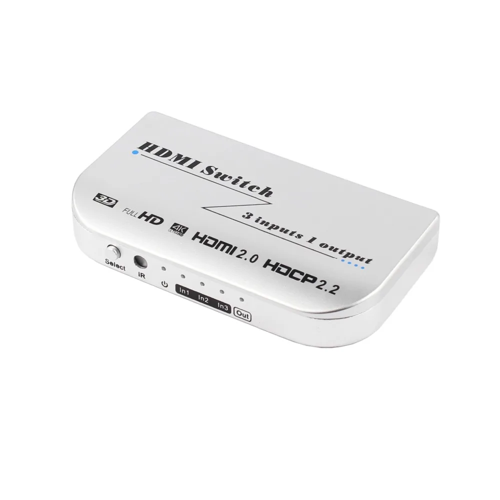 PUZHIJIE 4k @ 60Hz HDMI коммутатор 3 порта 3x1 Переключатель Поддержка HDR HDlitterCP 2 сквозной 3D