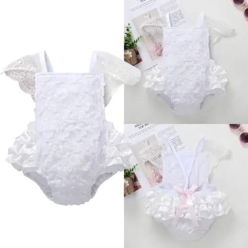 Новинка 2018 детский белый кружевной комбинезон принцессы для маленьких девочек