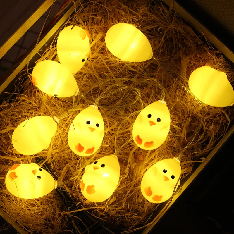 

mycyk Led lights string small yellow chicken lights Easter eggshell chicken Christmas Halloween hatching chicken lights string