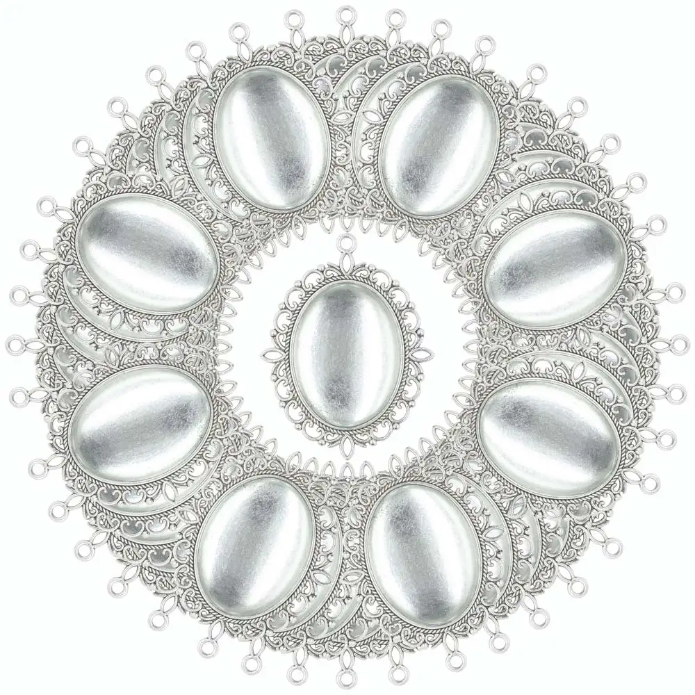 ZHUBI 2 шт. двухстороннее овальное гнездо для камня пустые 30*40 мм Подвесные лотки со стеклянными кабошонами наборы для DIY изготовления ожерелья ювелирные изделия