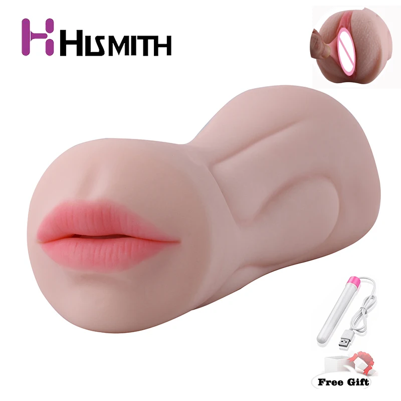 HISMITH Реалистичная искусственная вагина с двойной головкой оральная секс игрушка