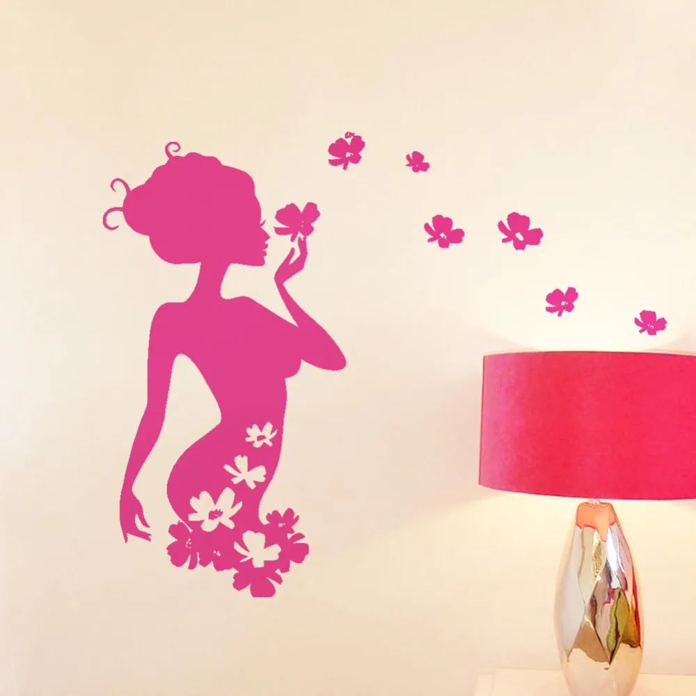 

Flower Fairy wall sticker for girls rooms 8395 decorative removable wall decal adesivo de parede Bedroom Wedding Home Decor