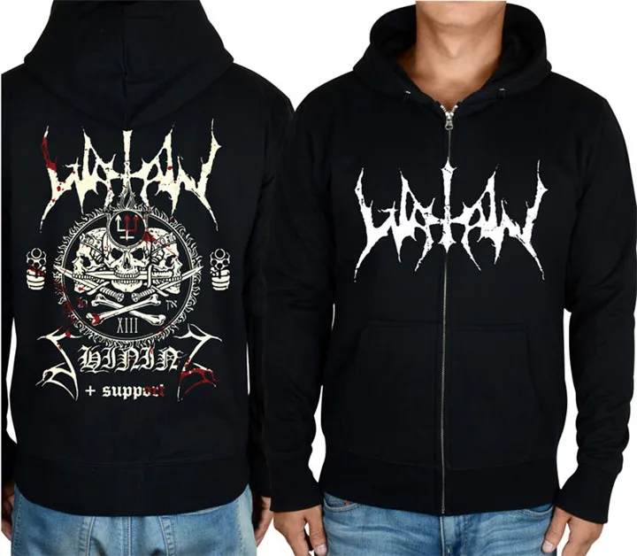 

11 Designs Black Zipper Hoodies Evil 666 Watain Cotton Rock Jacket Punk Hardrock Sweatshirt Fleece Tracksuits Skull Sudadera