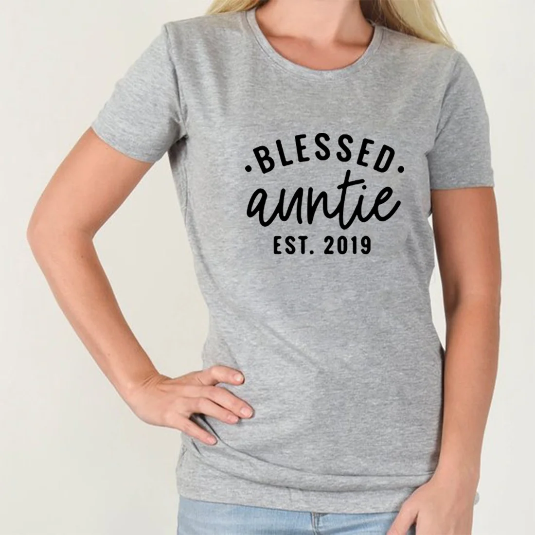 Женская хлопковая Футболка с круглым вырезом Blessed Auntie Повседневная Свободная