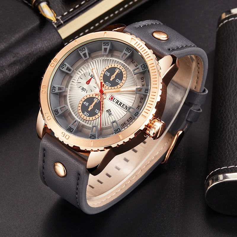 2017 CURREN Брендовые мужские спортивные водонепроницаемые кварцевые часы Модные