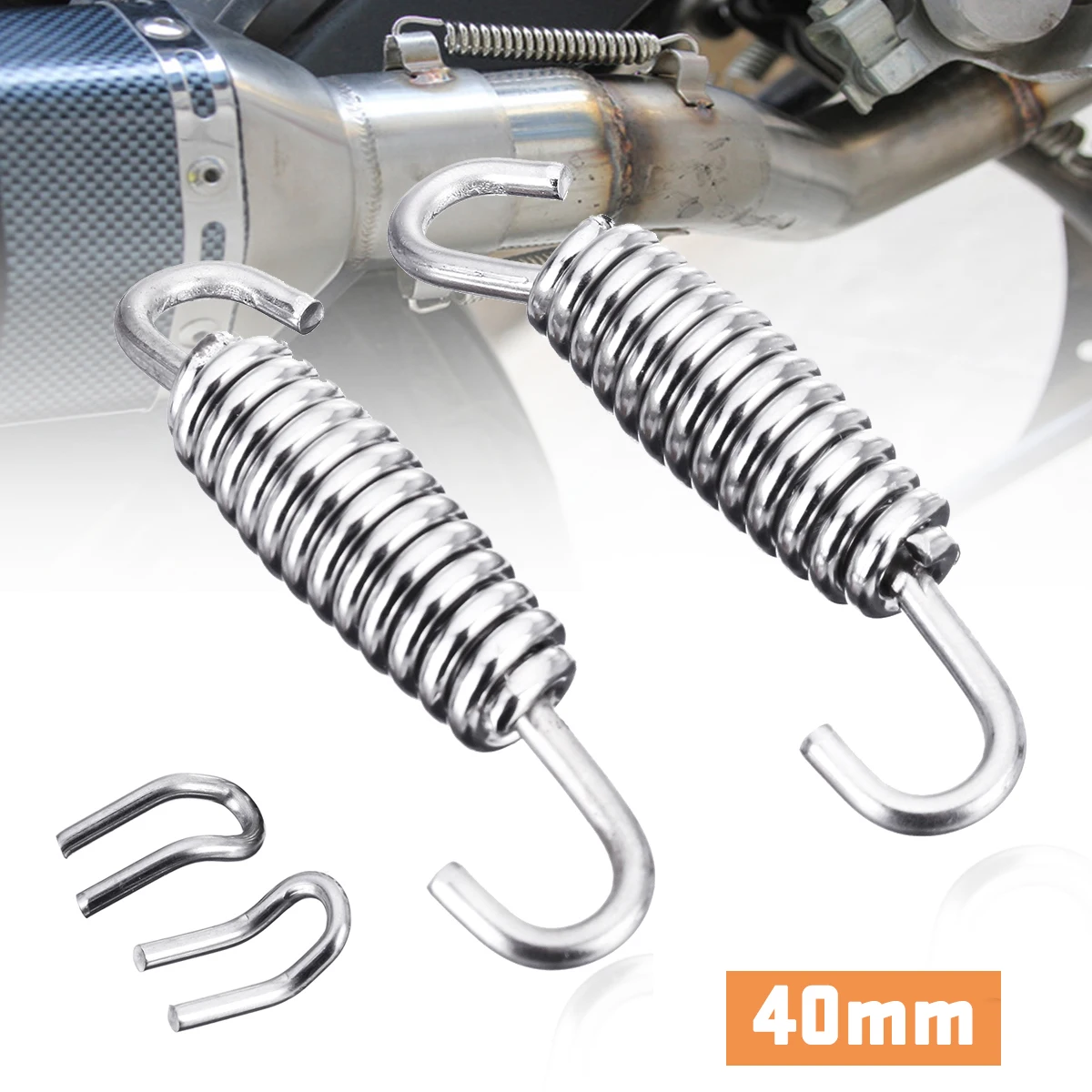 

2pcs 40mm Stainless Steel Exhaust Muffler Springs Expansion Chambers Manifold Link Pipe