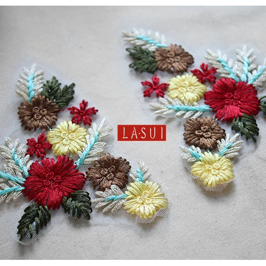 LASUI Новинка 2 шт. = 1 пара 10*17 см Верхняя лента вышивка кружева аппликация 3D одежда с