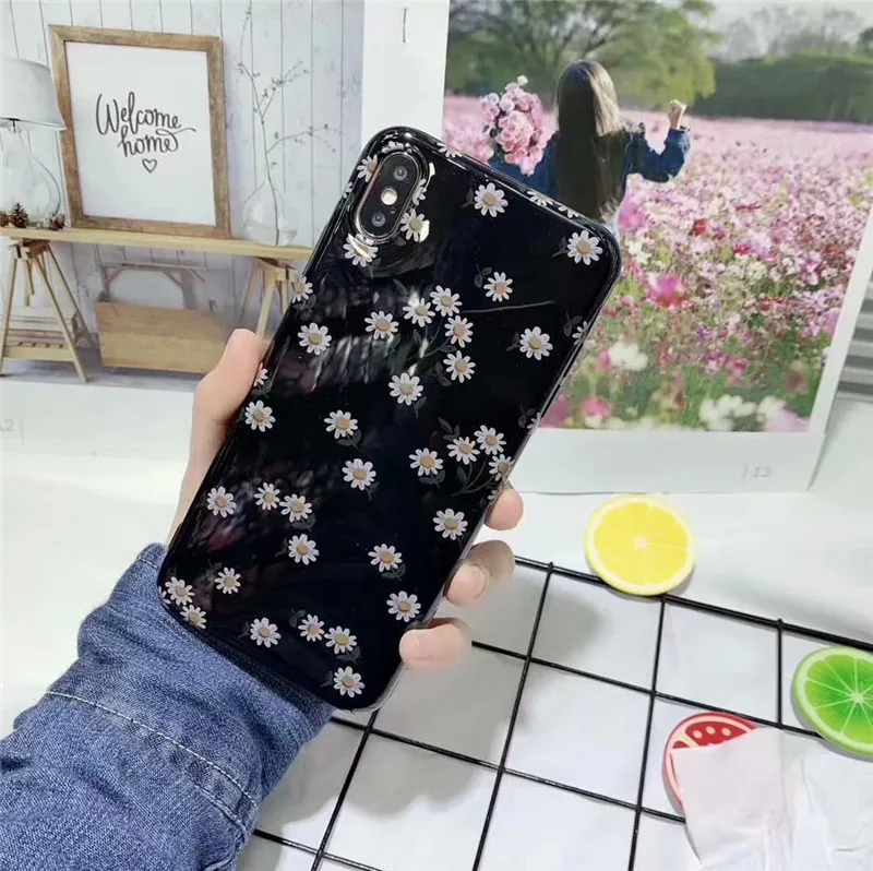 Чехлы для iPhone X XS MAX XR 7 8 6 6s Plus в стиле ретро с ромашками и цветами модные Гладкие