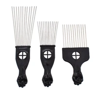 mayitr 3 size black fist afro metal comb african hair pik comb brush salon hairdressing hairstyle styling tool