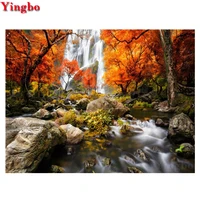5d diy diamond painting natural forest waterfall 3d diamond embroidery square round drill cross stitch mosaic decoration home